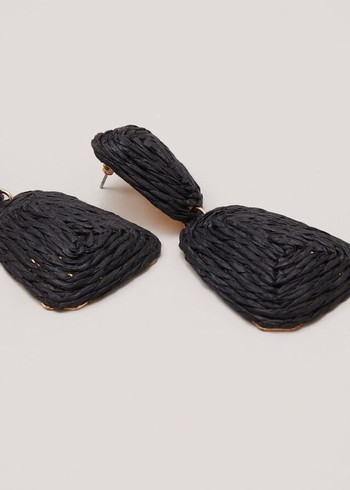 Phase Eight Black Raffia Square Drop Jewellery Black USA | 8421703-IA